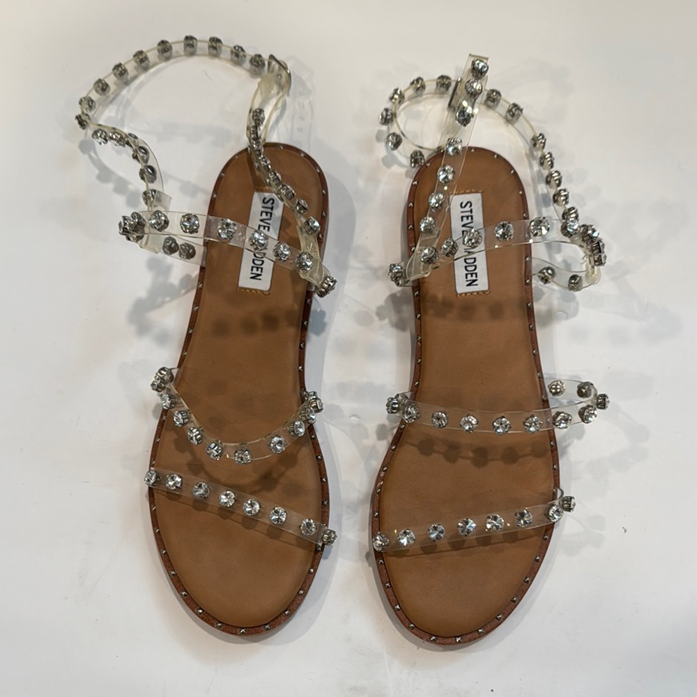 Steve Madden Cream and Brown Rhinestone Sandals